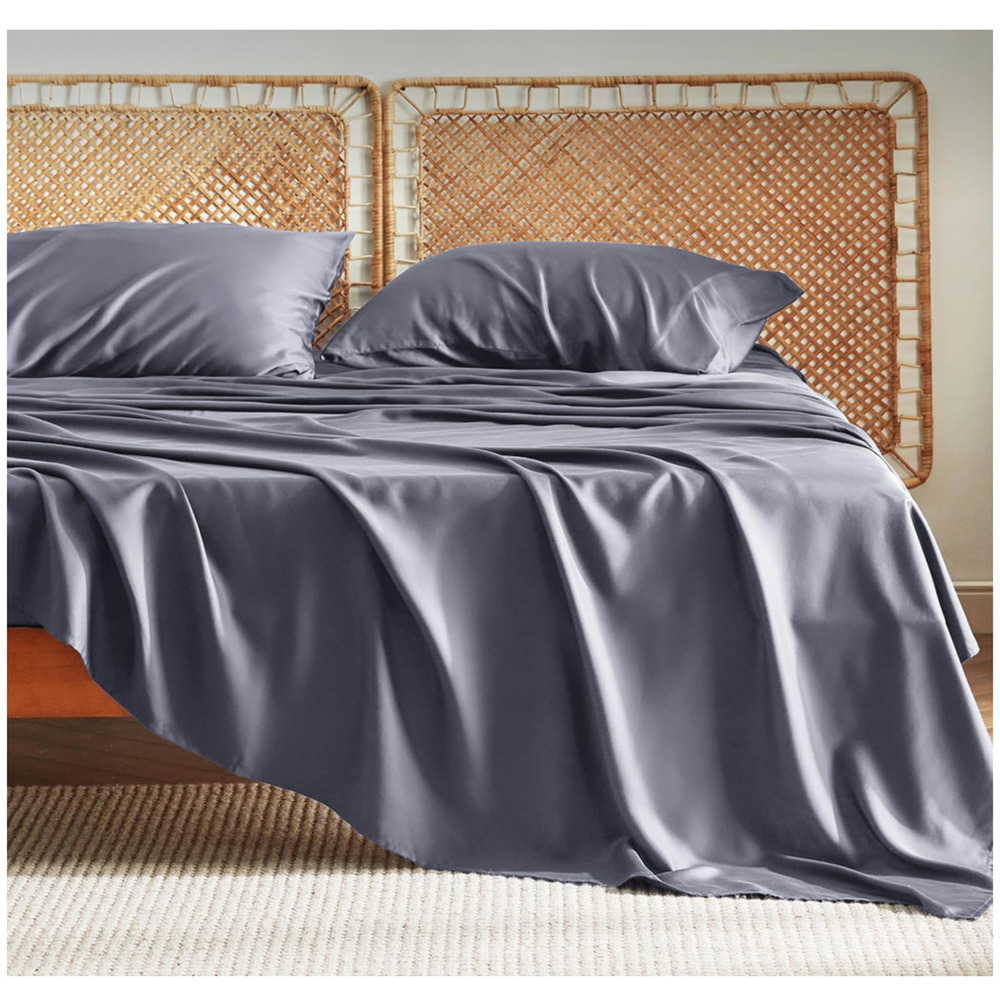 Bedsure California King Sheet Set, Cooling Sheets,Rayon Derived From Bamboo,Grey